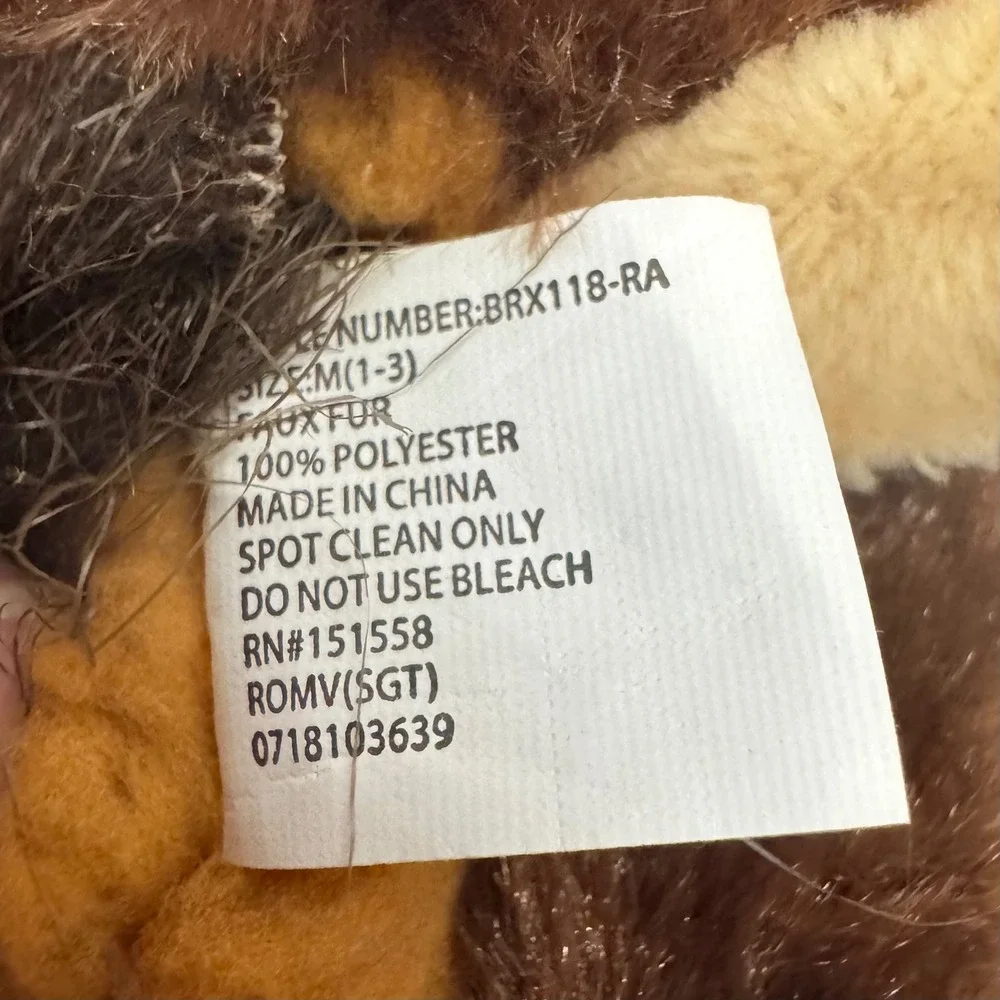Build-A-Bear Monkey Slippers Kids Size 1-3 Brown Sherpa Lined New No Tags